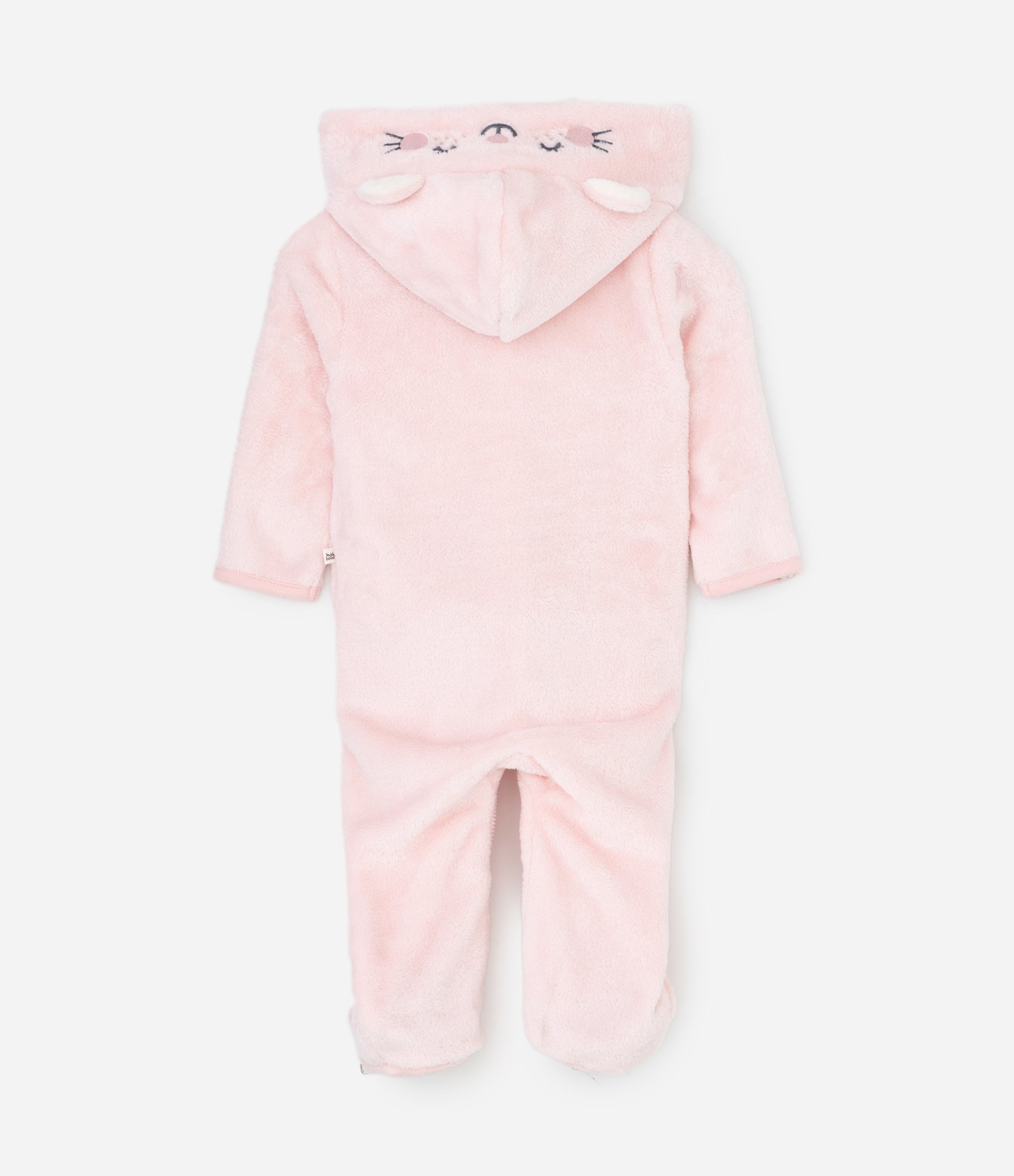 Macacão Infantil com Capuz Bordado de Gatinha – Tam 0 a 18 Meses Rosa Claro 4