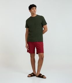 Bermuda Reta Texturizada com Cós Elástico