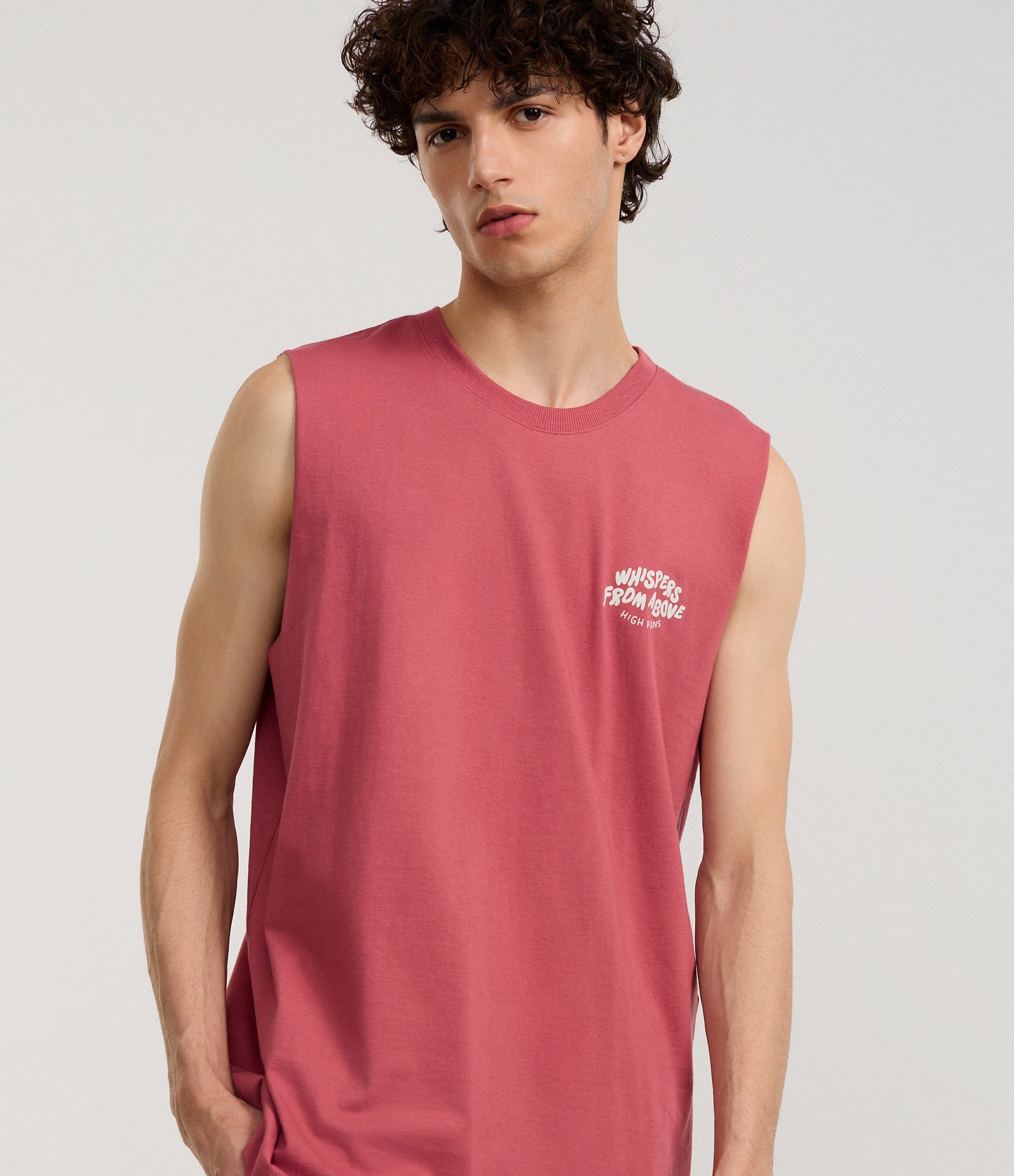 Regata Comfort em Algodão com Estampa Lettering Whispers From Above Rosa 1