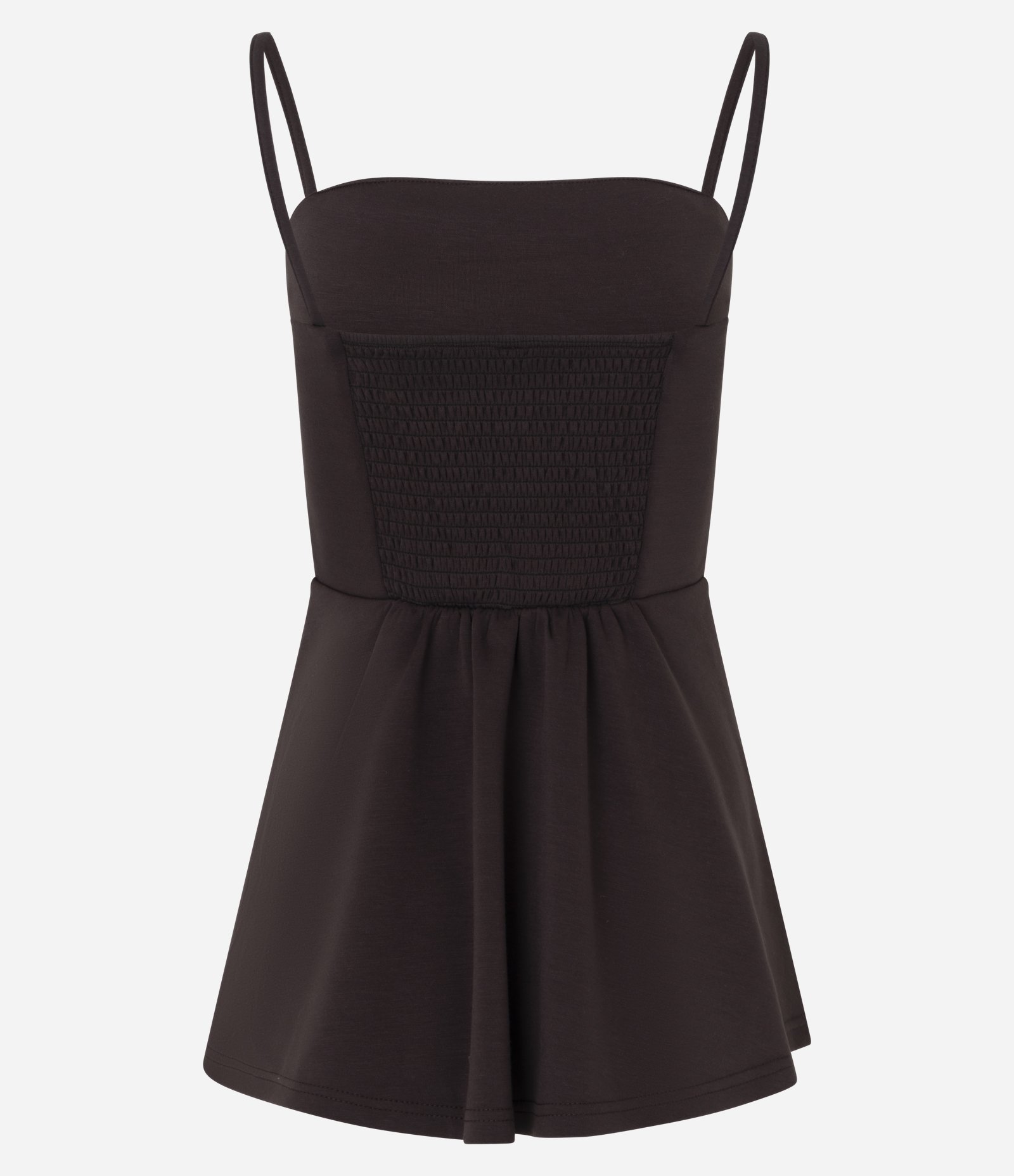 Blusa Peplum em Modal Com Alças Finas Marrom Escuro 7