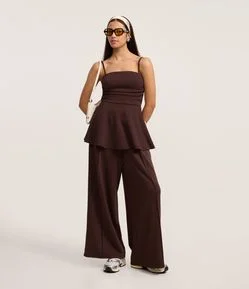 Calça em Microfibra com Cós Elástico