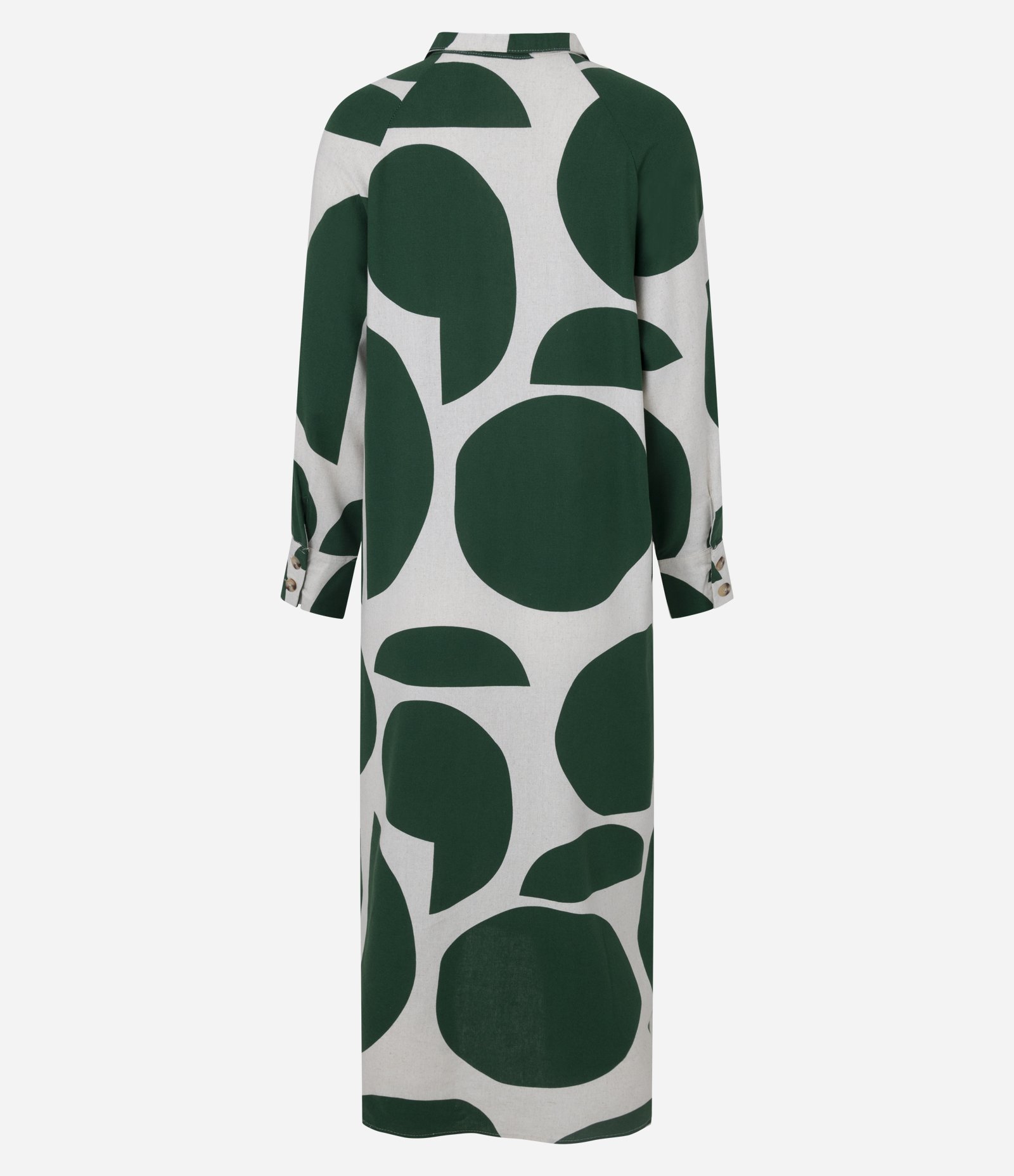 Vestido Chemise em Viscolinho com Estampa Abstrata Verde/Branco 3