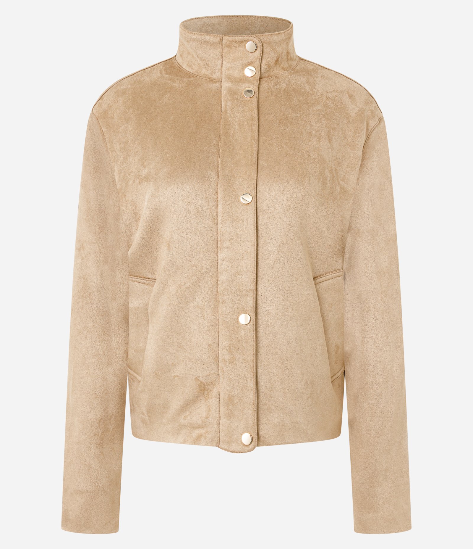 Jaqueta Bomber em Suede com Elástico na Barra Bege 7