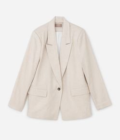 Blazer Regular em Viscolinho com Botão Único e Forro Listrado Curve & Plus Size