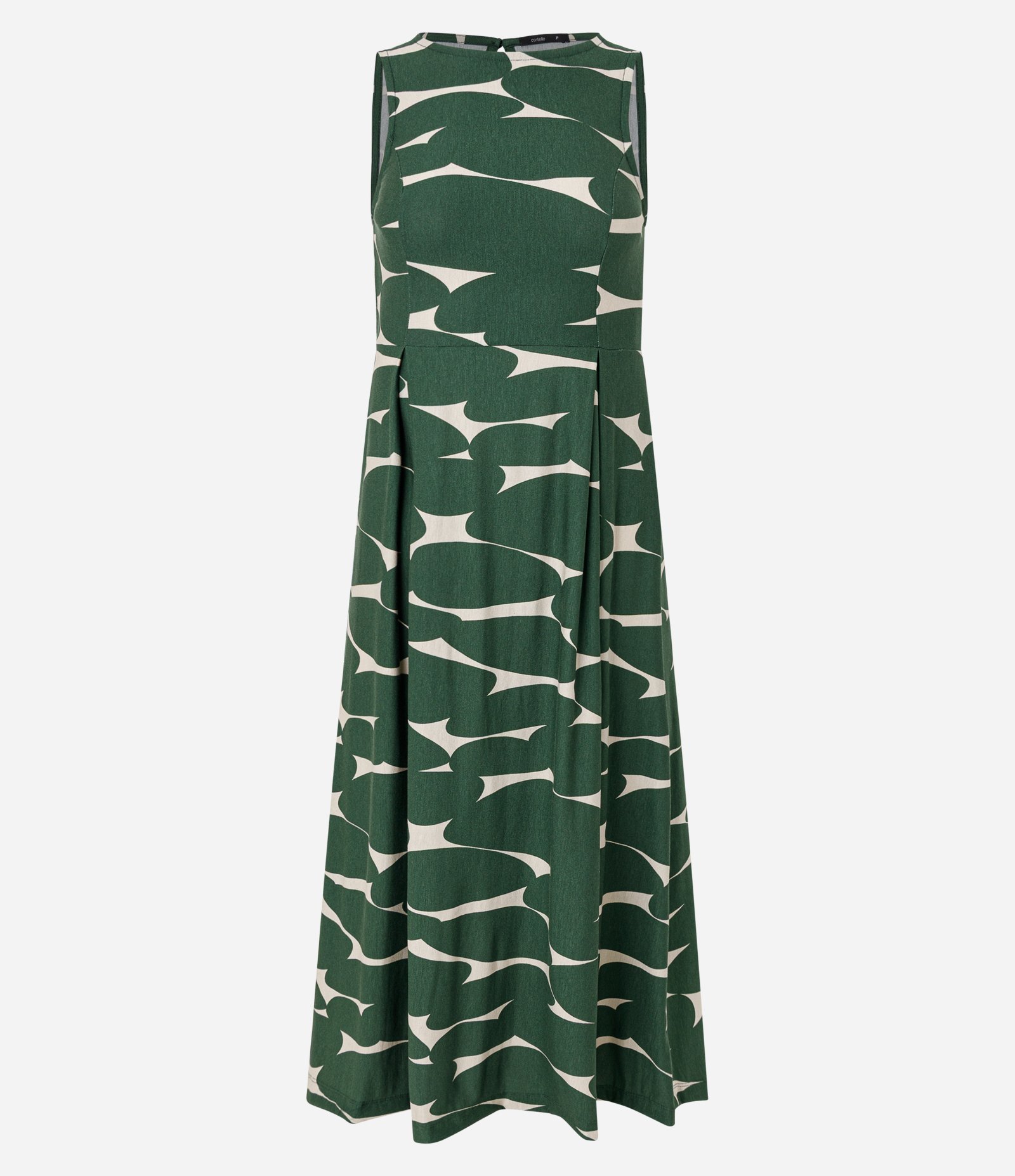 Vestido Midi em Piquet com Estampa Abstrata Verde 1