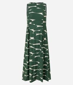 Vestido Midi em Piquet com Estampa Abstrata