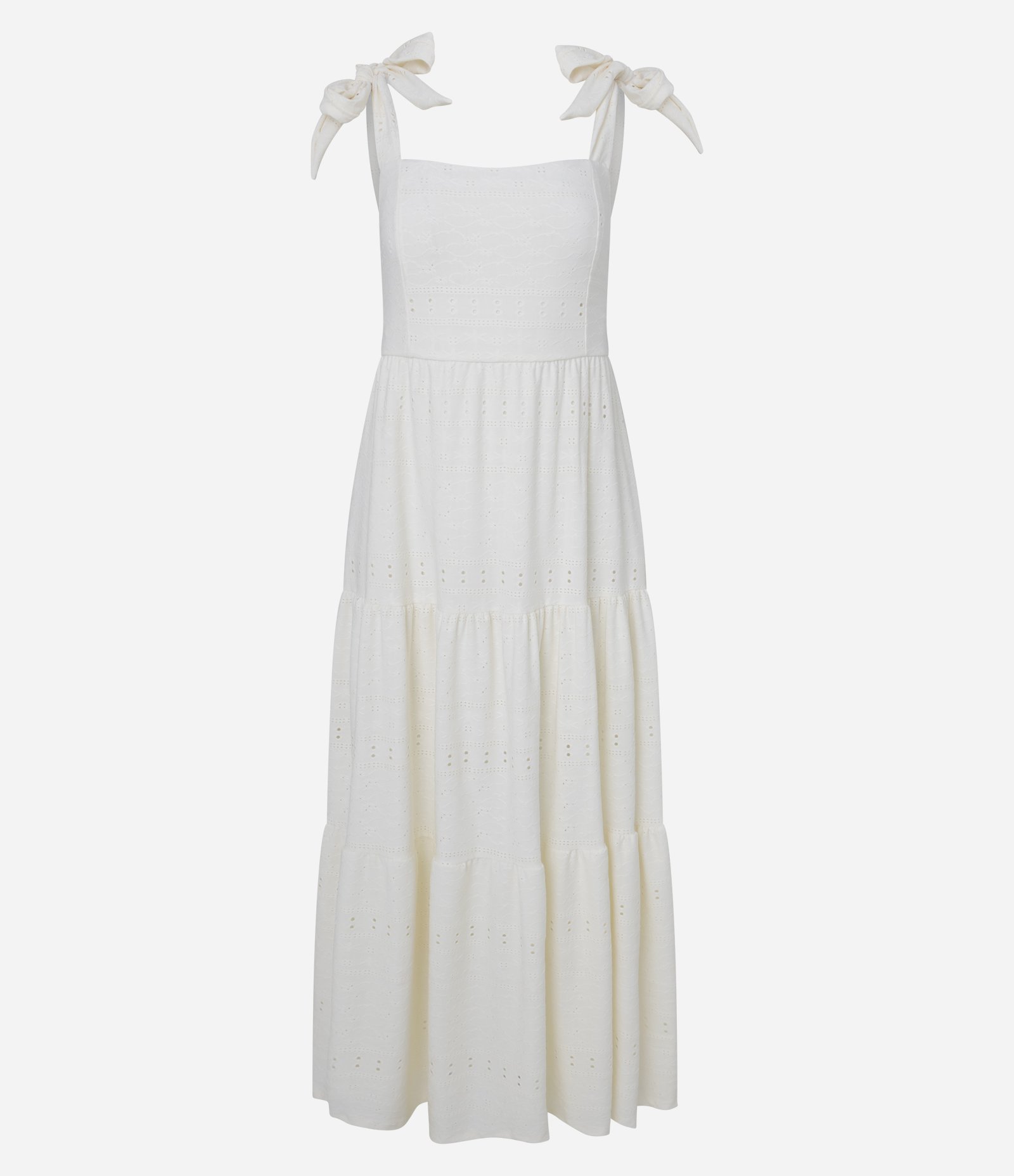 Vestido Midi em Laise com Amarração nos Ombros Off White 6