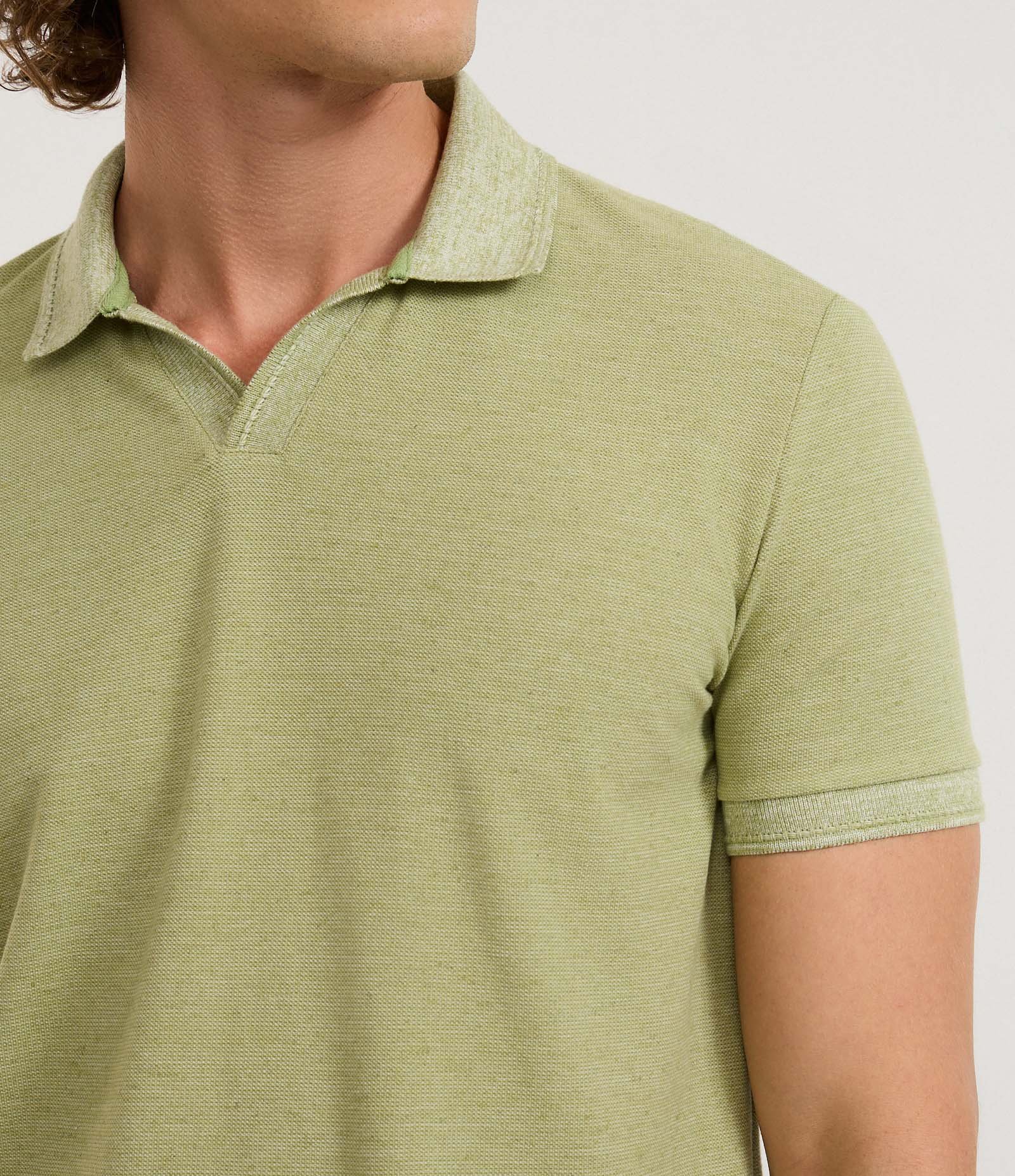 Camiseta Polo Comfort em Algodao Texturizado com Manga Curta Verde 3