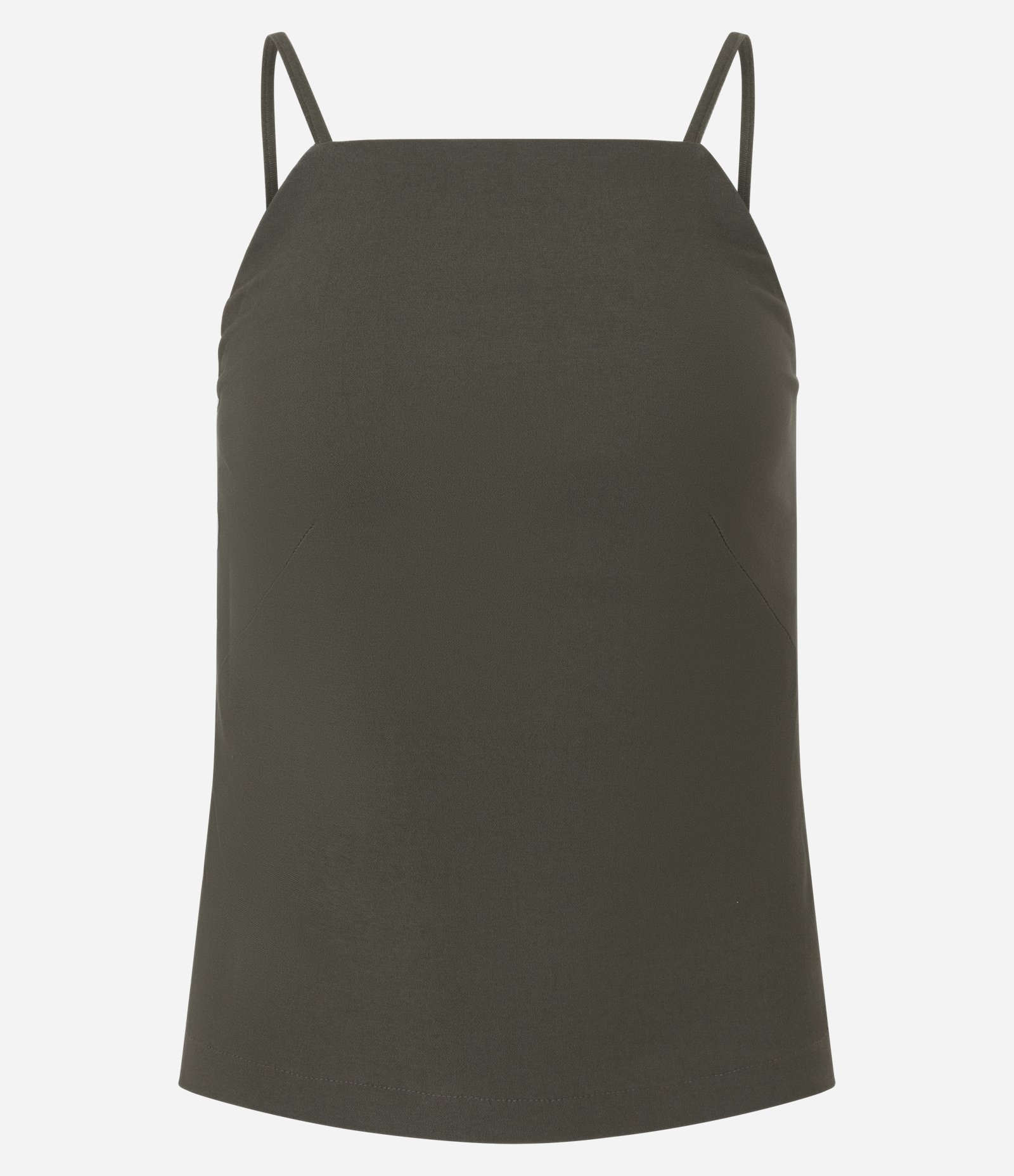 Blusa Ajustada em Viscose com Alça Fina e Decote Reto Verde Oliva 5