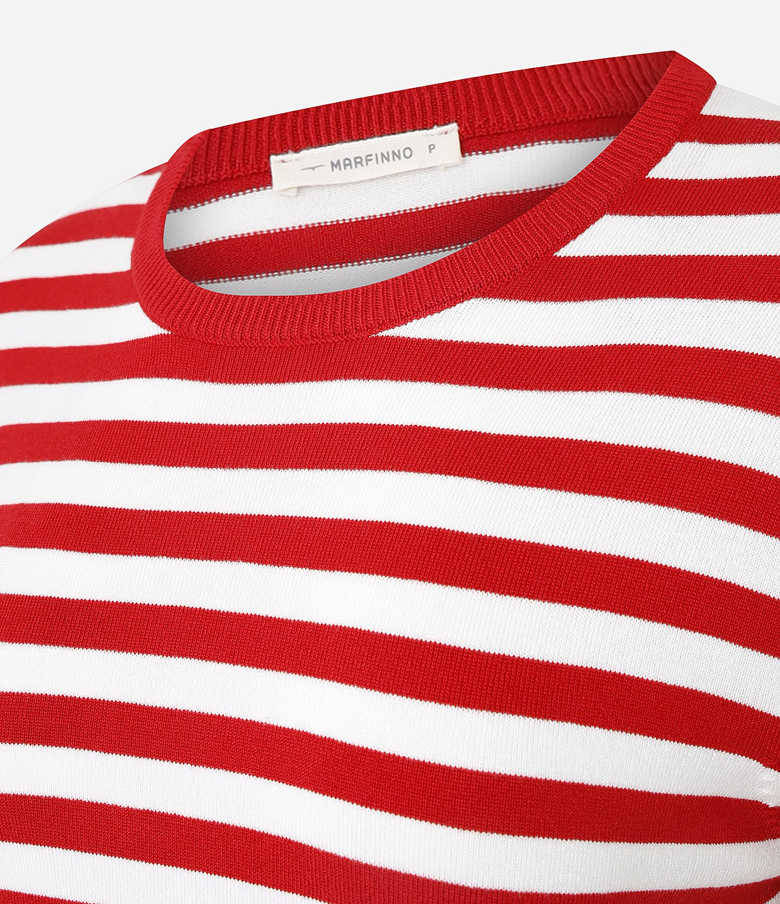 Blusa Manga Curta em Tricô com Estampa Listrada Vermelho 6