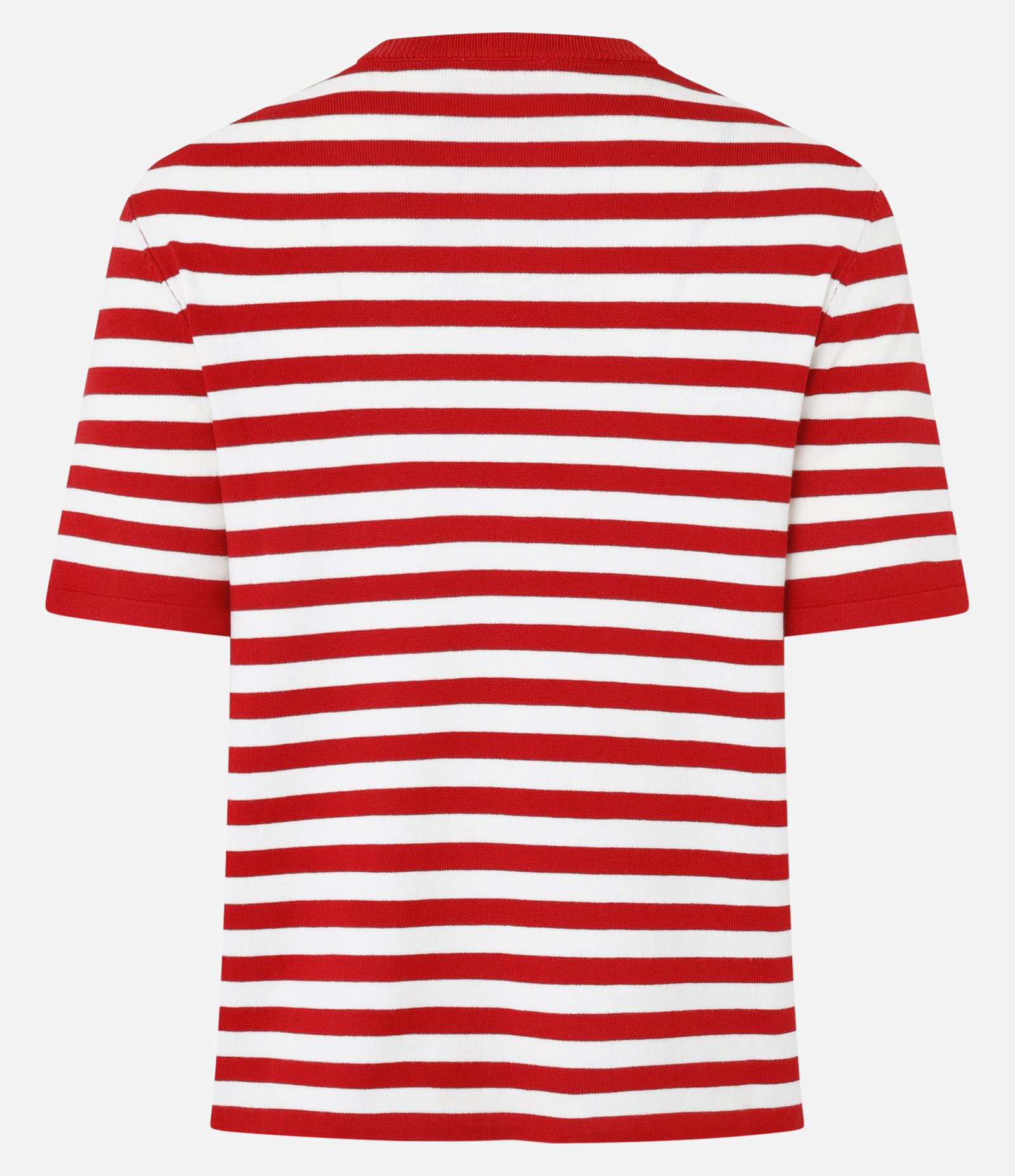 Blusa Manga Curta em Tricô com Estampa Listrada Vermelho 7
