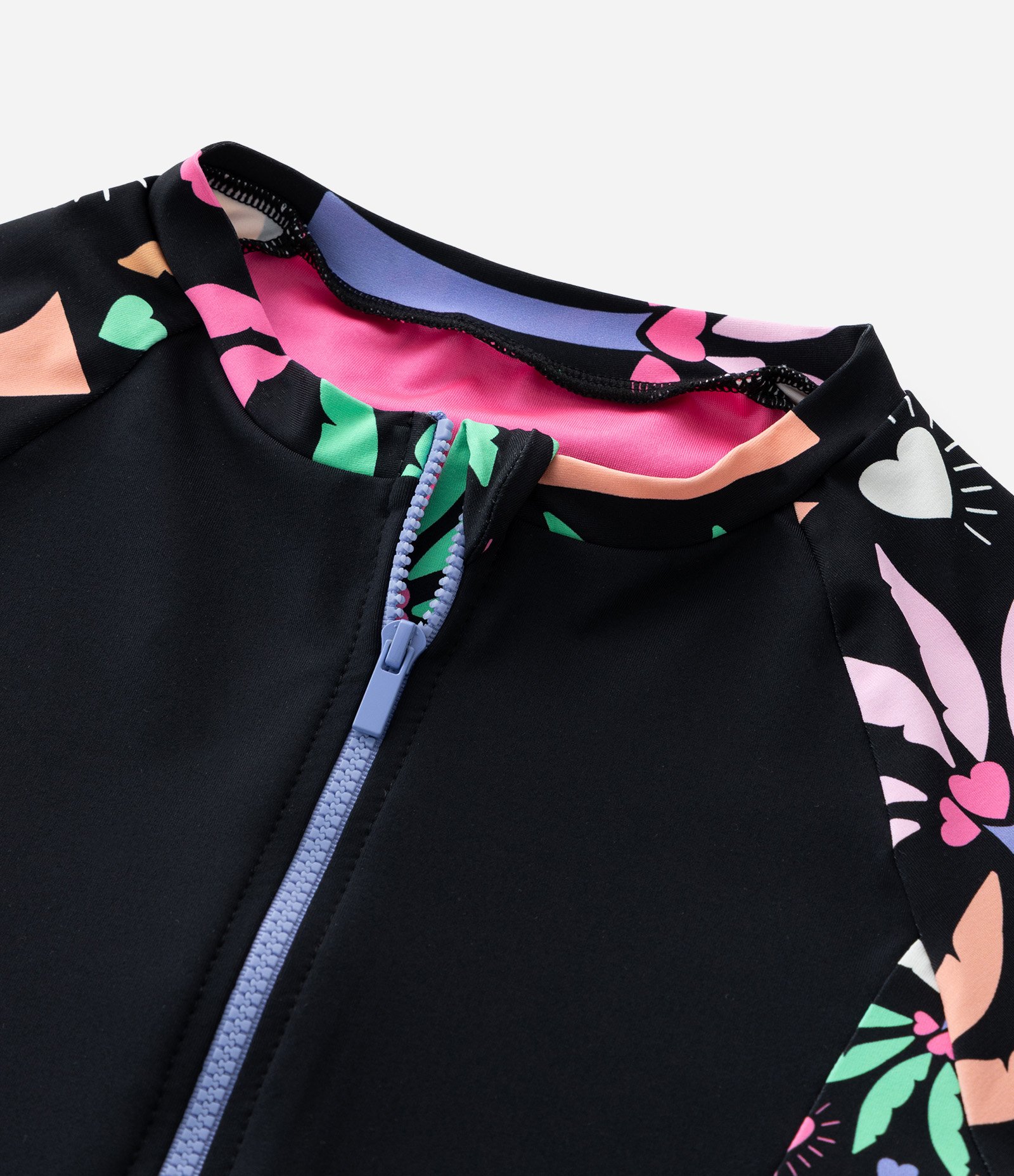 Maiô Infantil com Manga Longa e Estampa Floral – Tam 5 a 14 Anos Preto 6