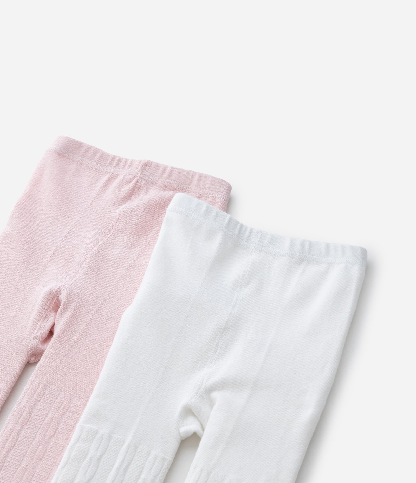 Kit 02 Meias Calças Infantis Texturizadas em Algodão – Tam PP a G Rosa/Branco 4