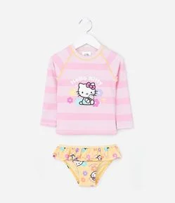 Conjunto Infantil UV da Hello Kitty com Blusa e Calcinha de Biquíni – Tam 1 a 4 Anos