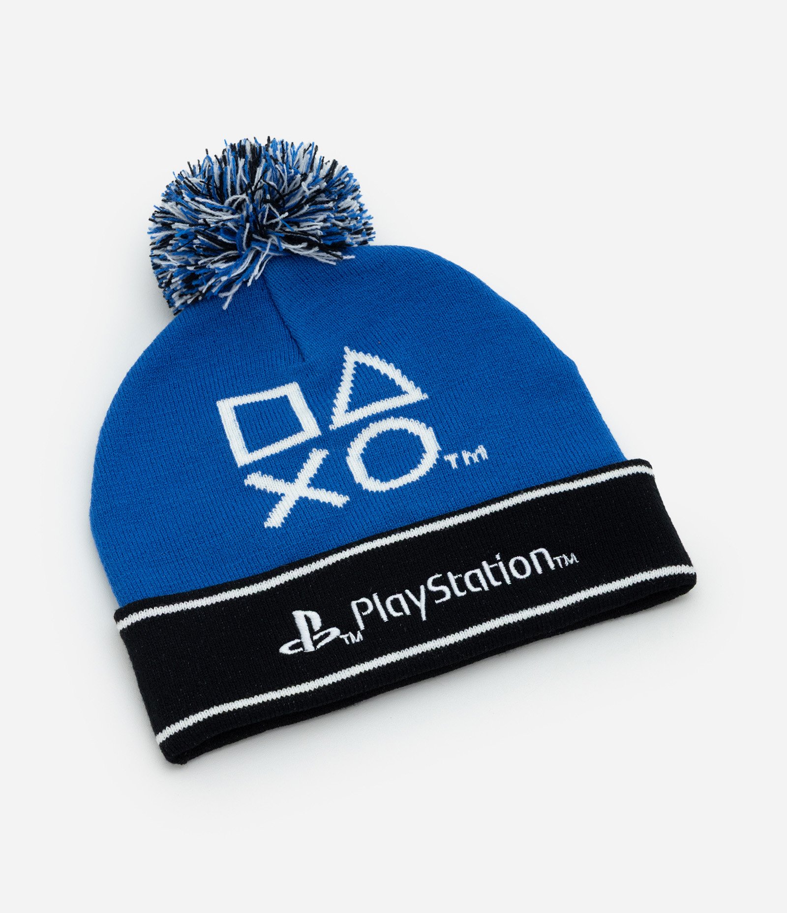 Touca Infantil PlayStation em Tricô com Pompom – Tam U Azul/Preto 1