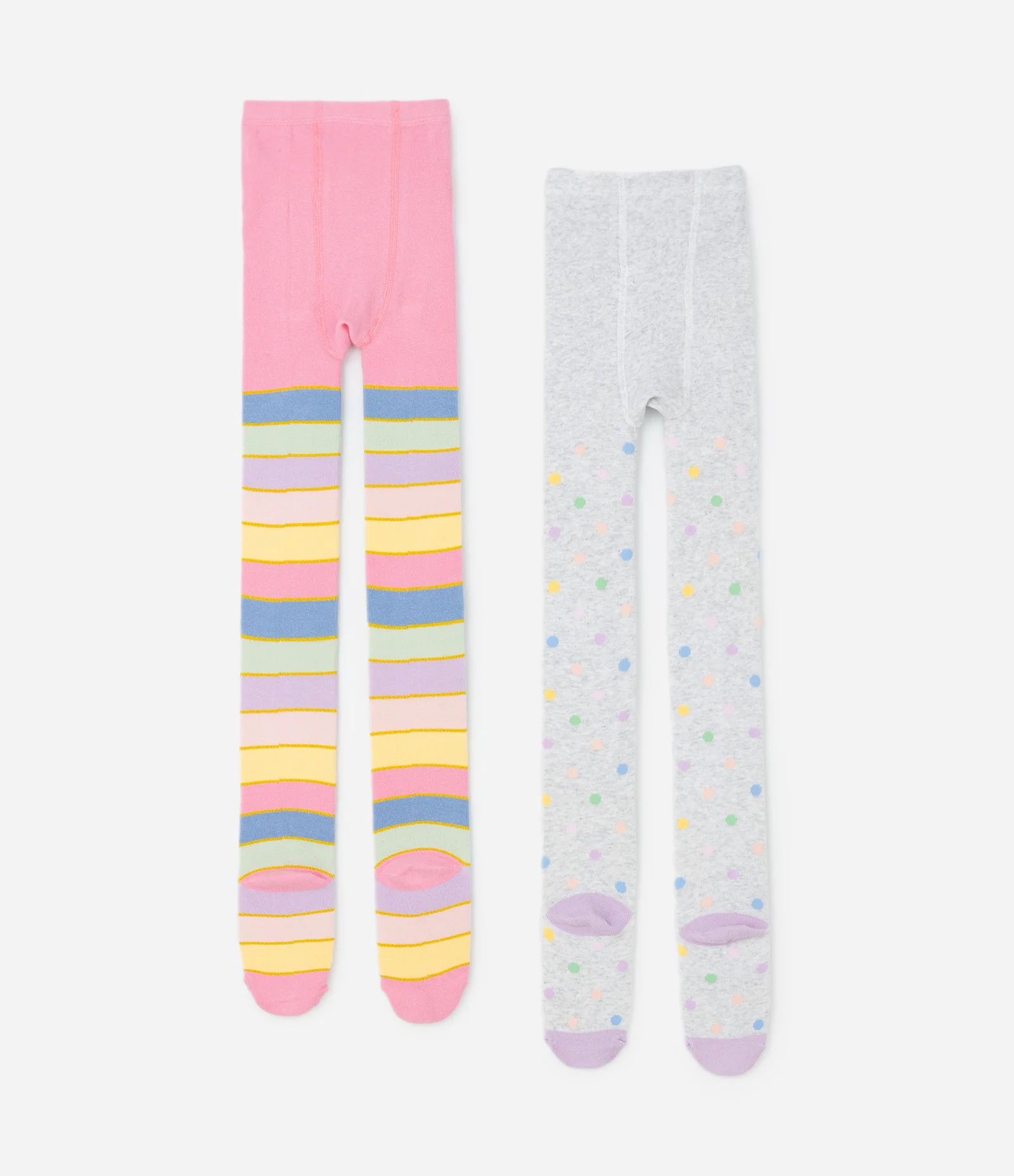 Kit 2 Meia Calça Infantil com Listras Coloridas – Tam P a G Sortido 2