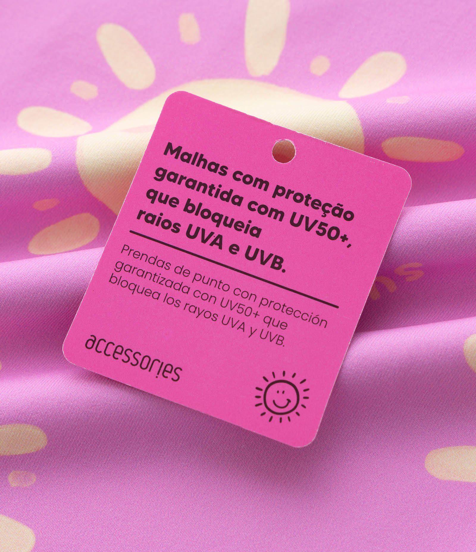 Conjunto Praia Infantil com Proteção UV Estampa Sol Fullprint – Tam 1 a 4 Anos Rosa/Creme 8