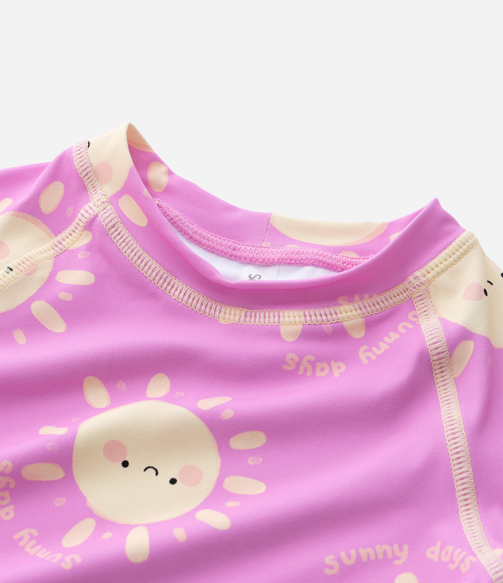 Conjunto Praia Infantil com Proteção UV Estampa Sol Fullprint – Tam 1 a 4 Anos Rosa/Creme 9