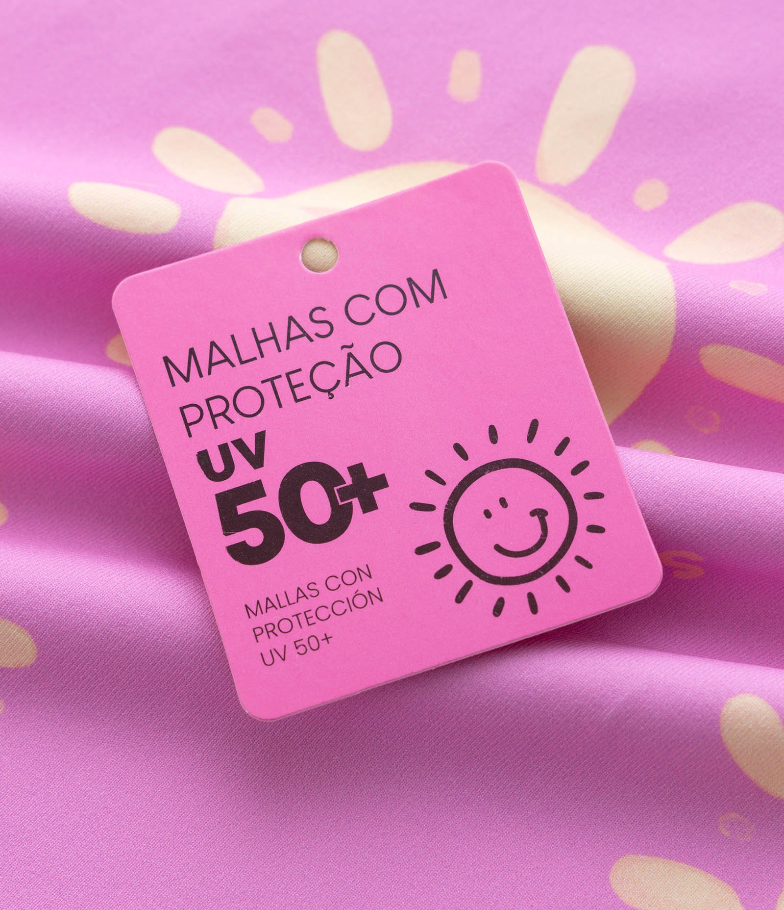 Conjunto Praia Infantil com Proteção UV Estampa Sol Fullprint – Tam 1 a 4 Anos Rosa/Creme 7