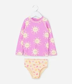 Conjunto Praia Infantil com Proteção UV Estampa Sol Fullprint – Tam 1 a 4 Anos