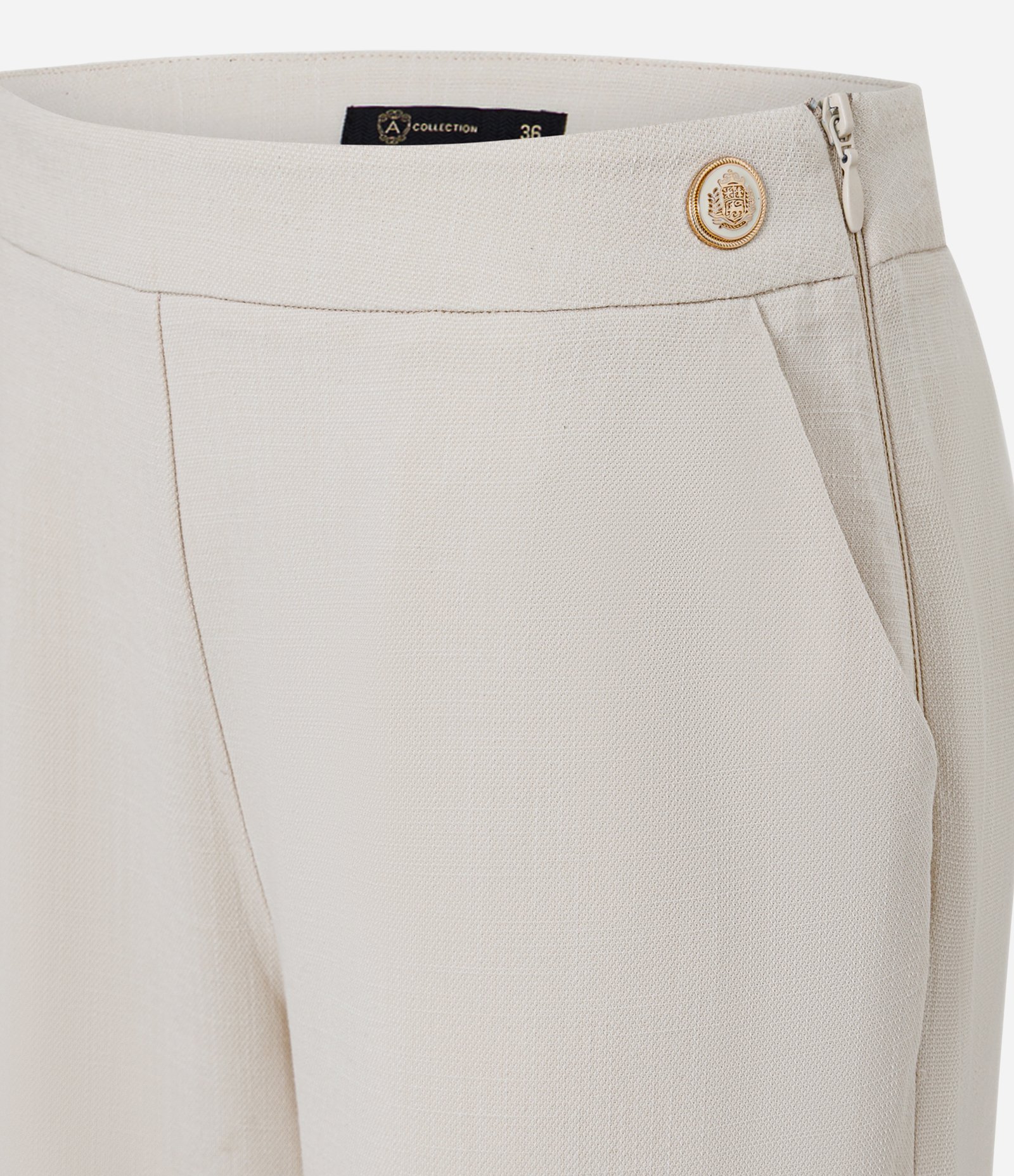 Calça Reta em Alfaiataria com Zíper Lateral Bege 6