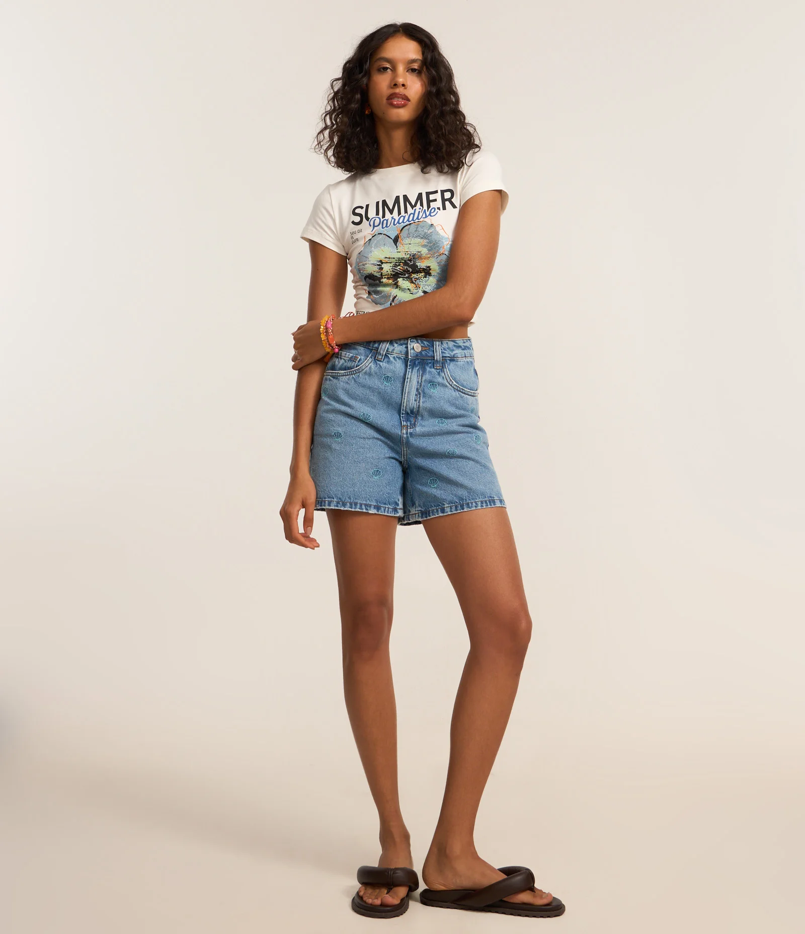 Camiseta New T-shirt com Estampa Summer Paradise Branco 2