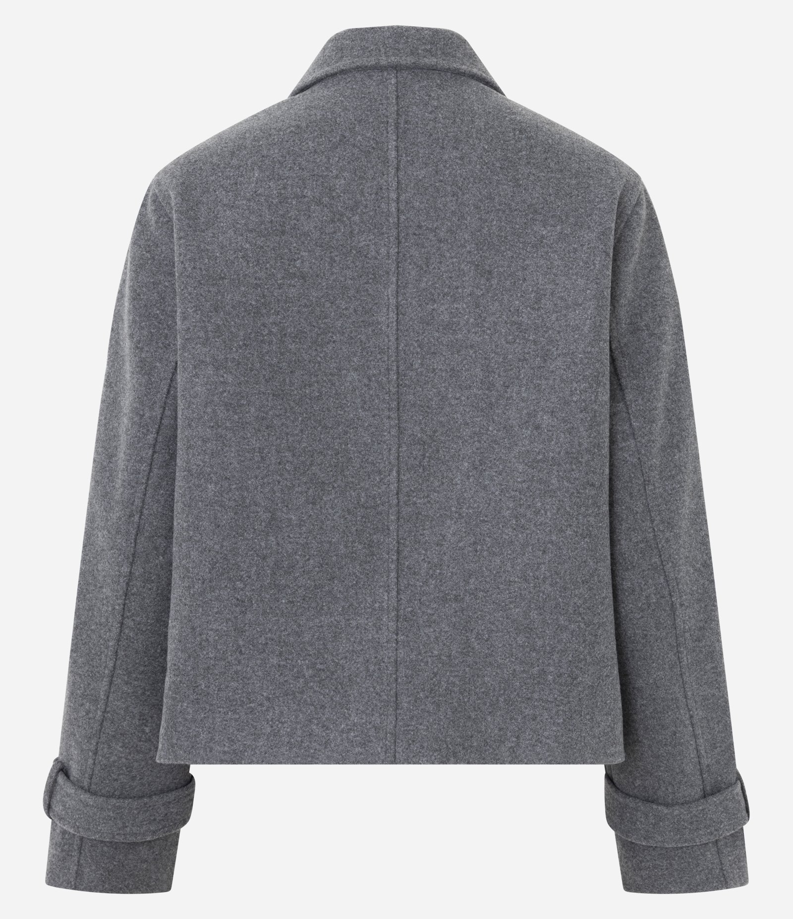 Casaco Regular em Polivelour com Abotoamento Duplo Cinza 8