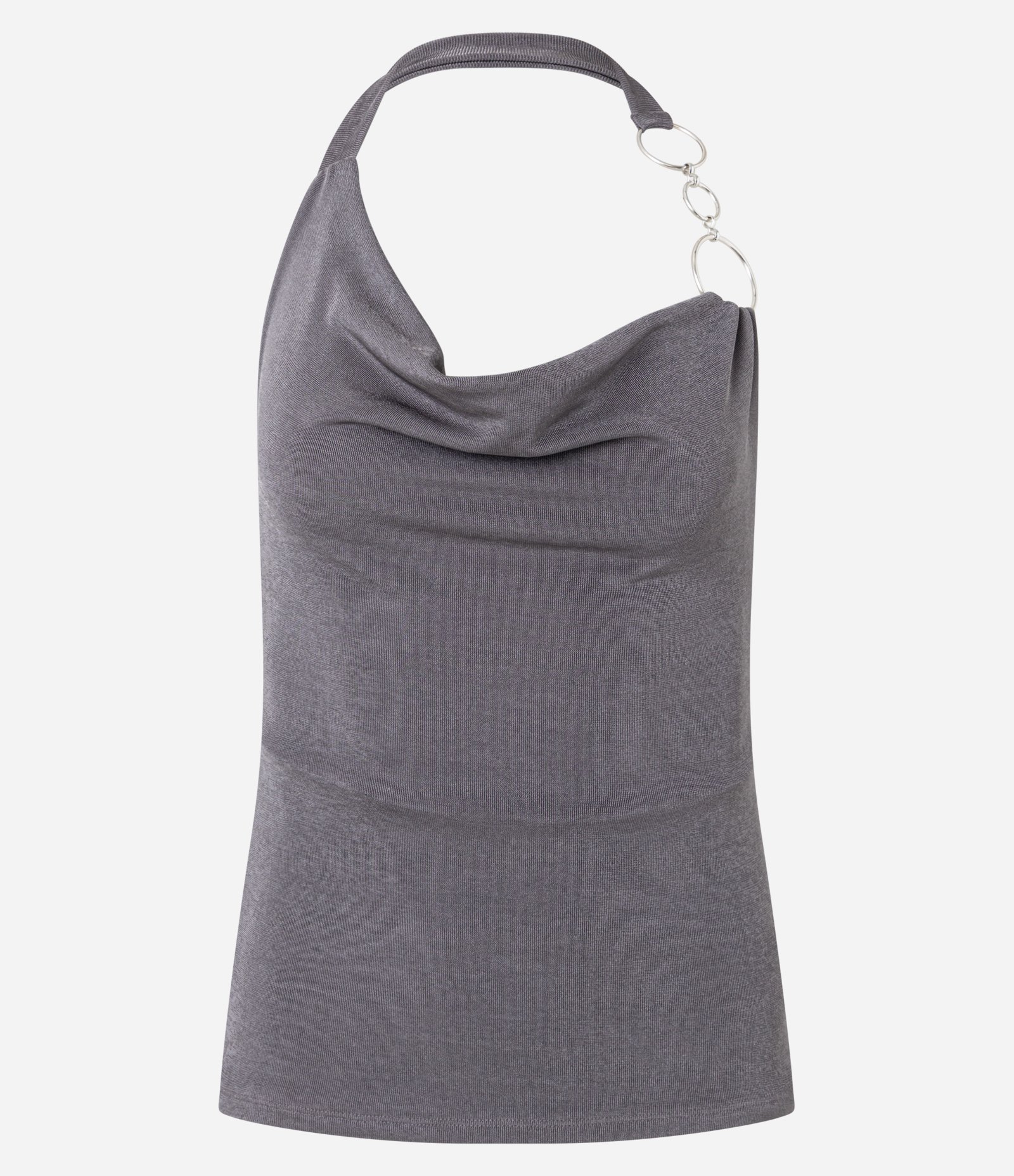 Blusa Frente Única em Microfibra com Decote Degagê Cinza 5