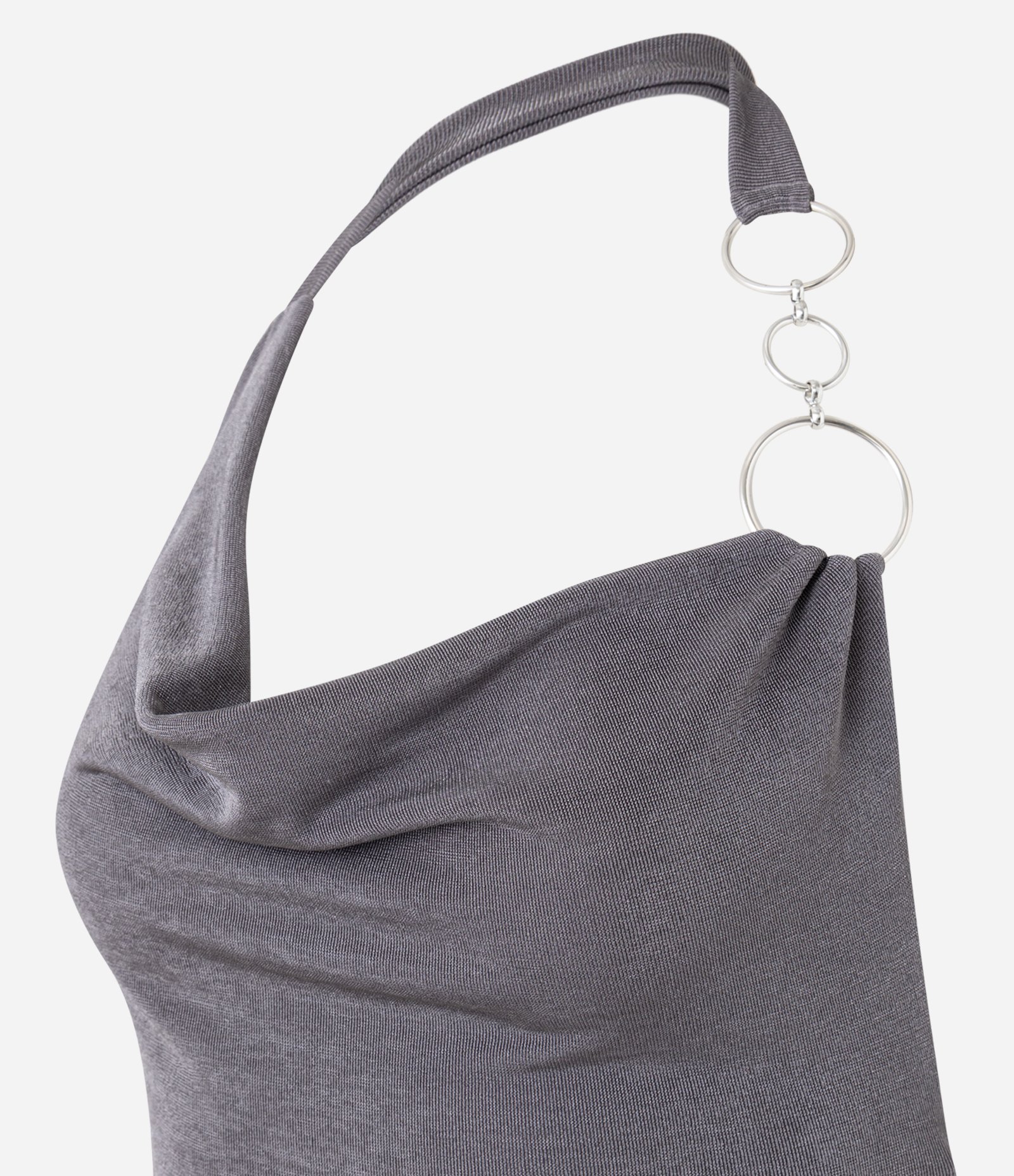 Blusa Frente Única em Microfibra com Decote Degagê Cinza 6