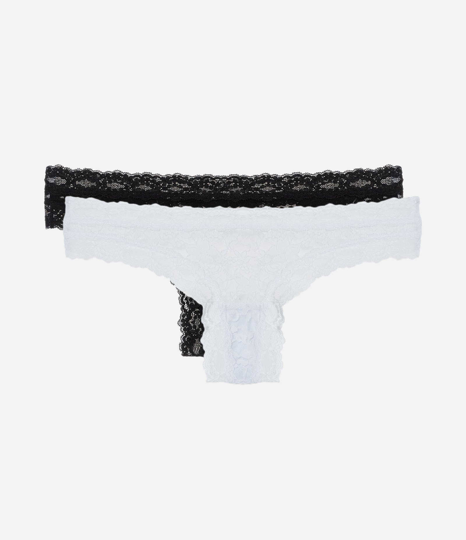 Kit 02 Calcinhas Biquíni Fio em Laise Floral Preto/Branco 1