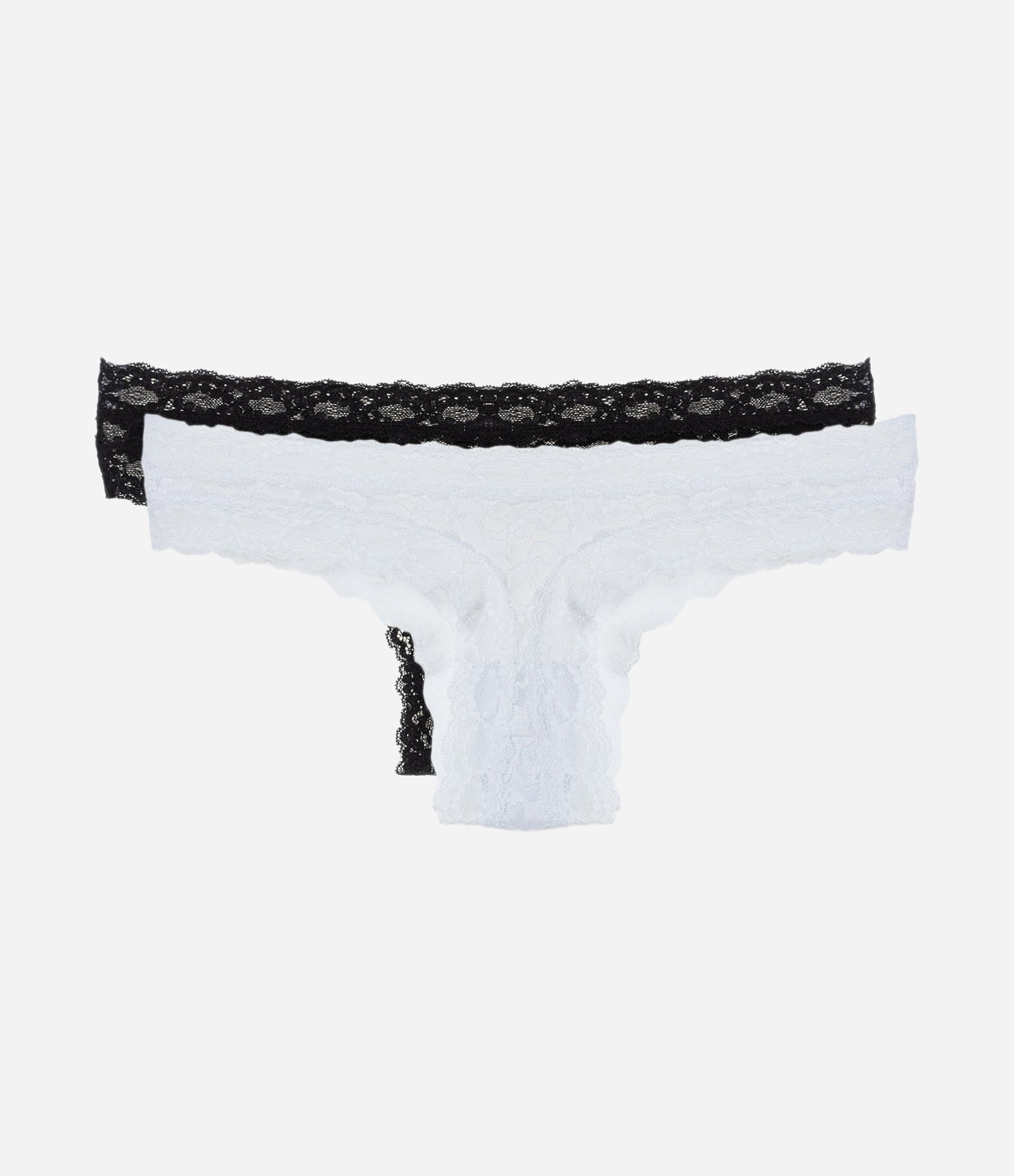 Kit 02 Calcinhas Biquíni Fio em Laise Floral Preto/Branco 2