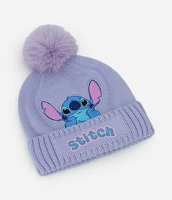 Gorro Infantil em Tricô com Estampa Stitch e Pompom – Tam U