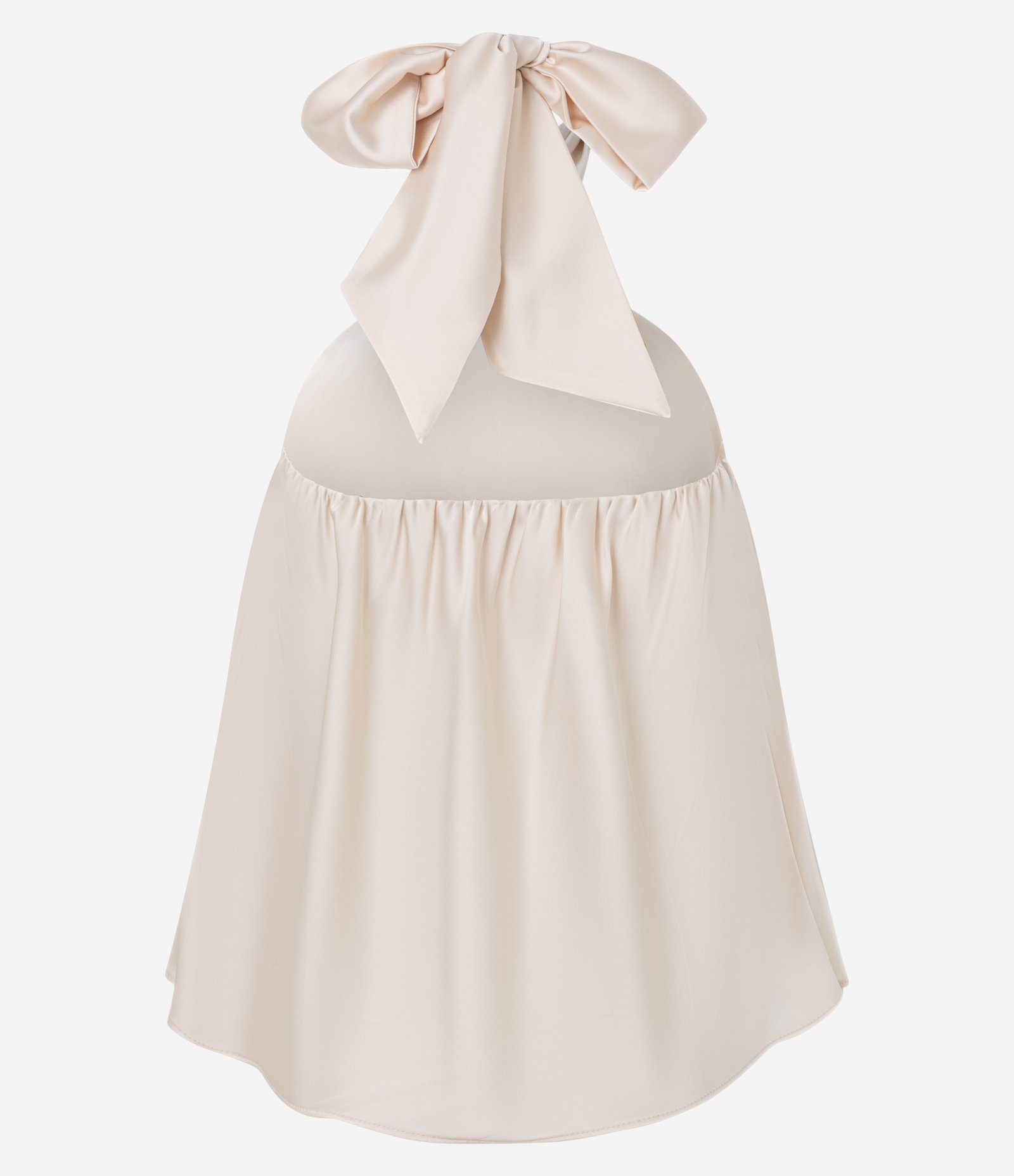 Blusa Frente Única em Cetim com Argola na Gola Cruzada Off White 6