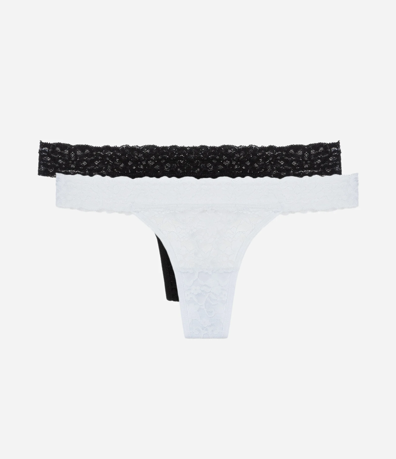 Kit 02 Calcinhas Biquíni Fio em Laise Floral Preto/Branco 1