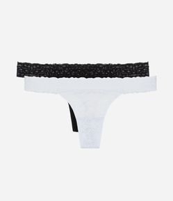 Kit 02 Calcinhas Biquíni Fio em Laise Floral