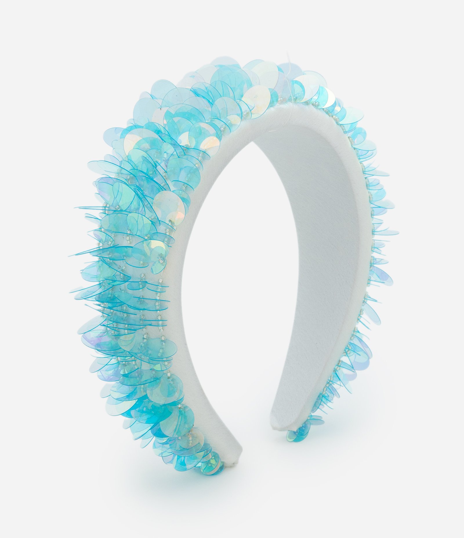 Tiara Larga com Paetês Azul 1