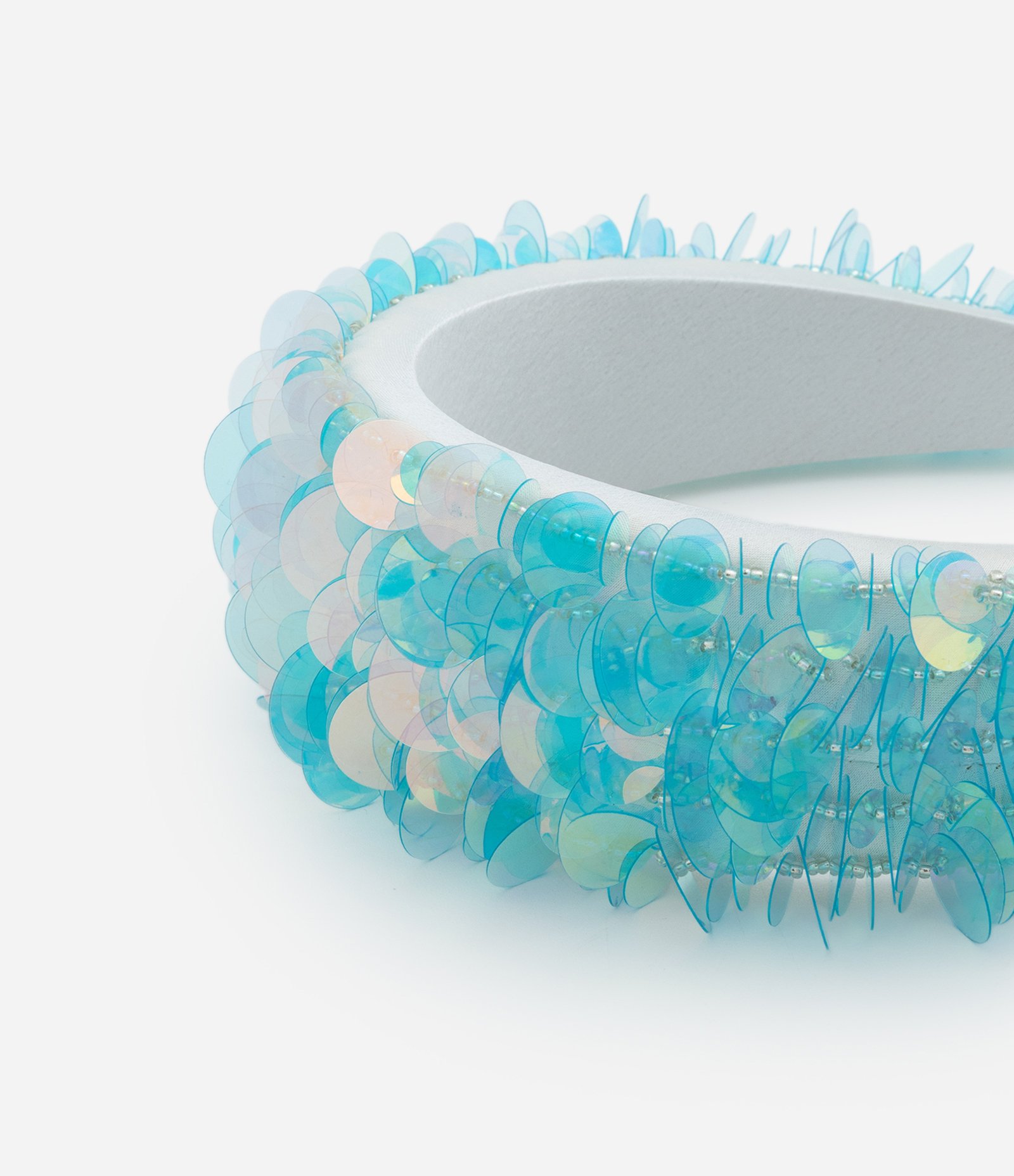 Tiara Larga com Paetês Azul 2