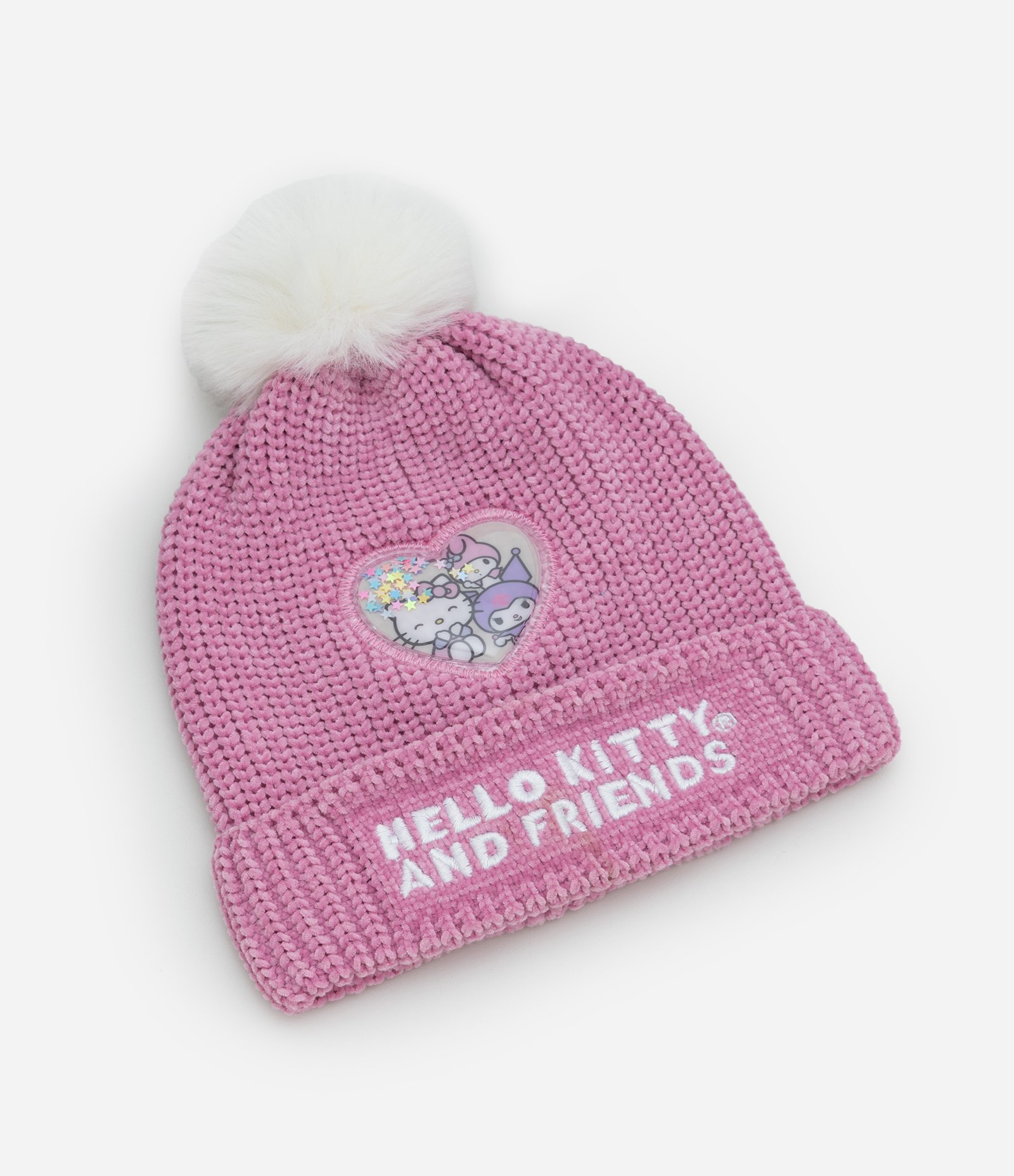 Touca Infantil em Tricô com Estampa Hello Kitty e Amigos  – Tam U Rosa 1