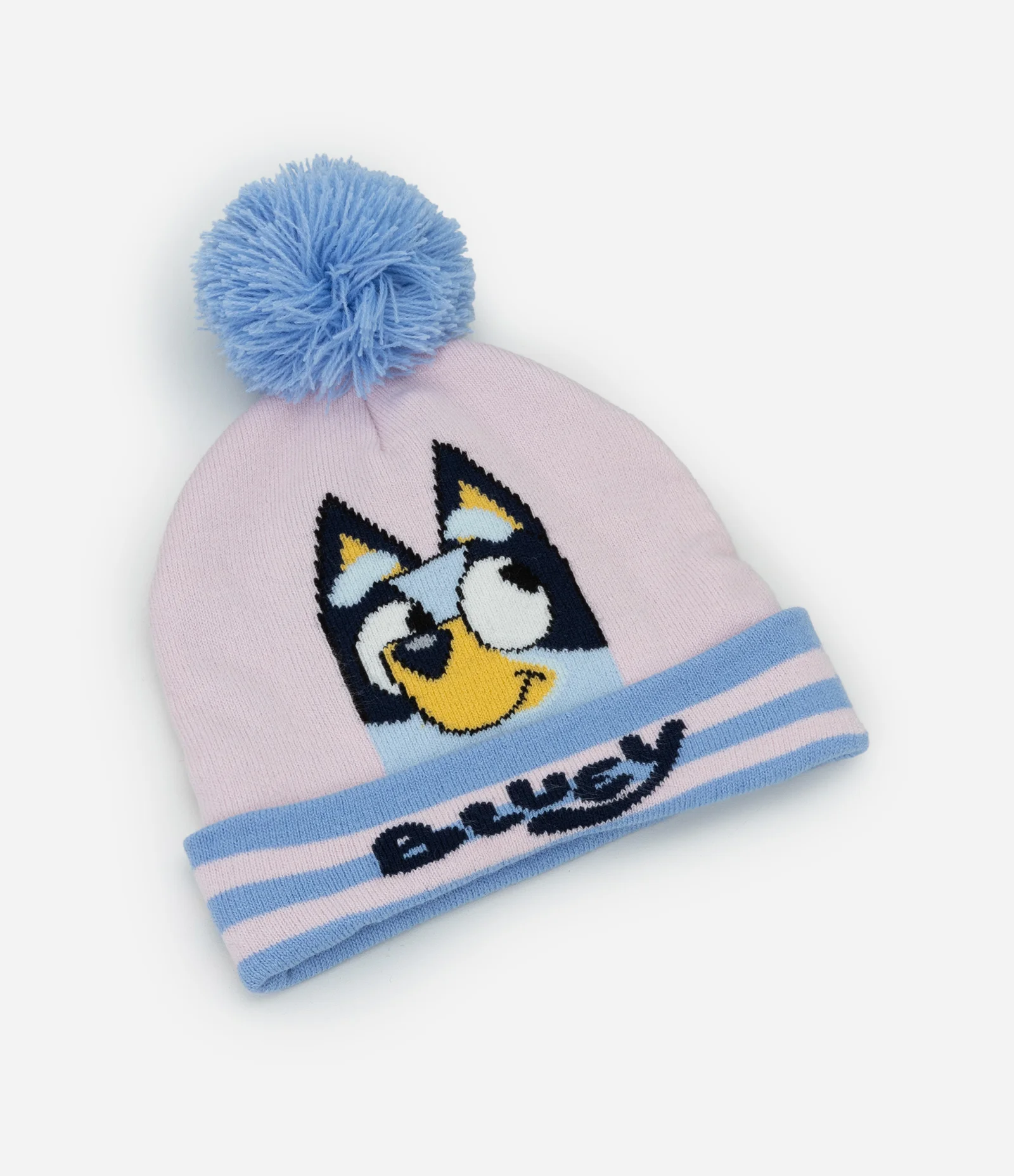 Gorro Infantil Bluey em Efeito Tricô com Pompom – Tam U Rosa/Azul 1