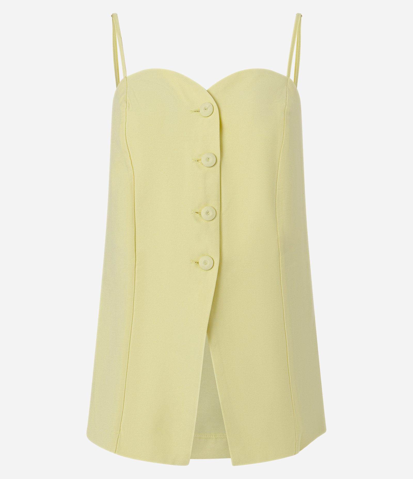 Blusa de Alça em Viscose com Decote Coração e Botões Amarelo 7