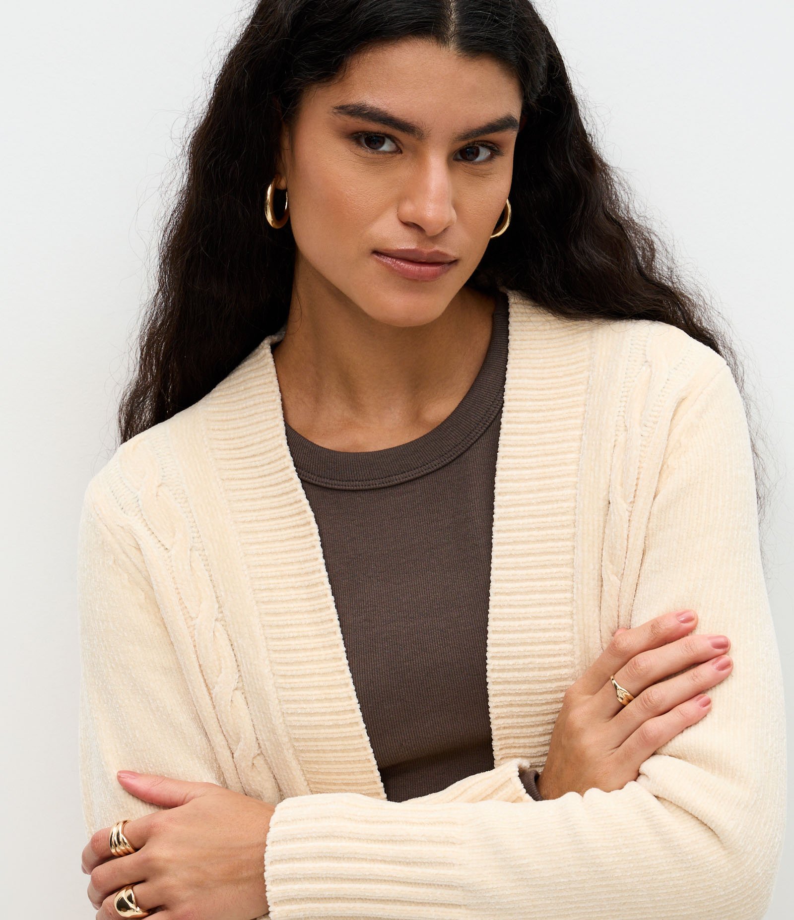 Cardigan Alongado em Tricô Texturizado Bege 3