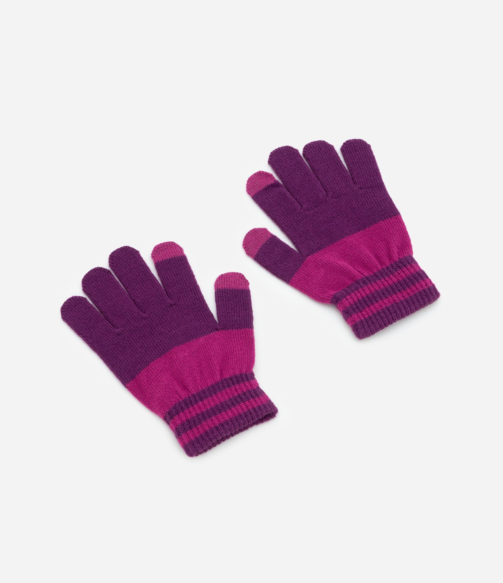 Luva Infantil em Tricô Touch Screen – Tam 3–4 a 9–12 Rosa/Roxo 1