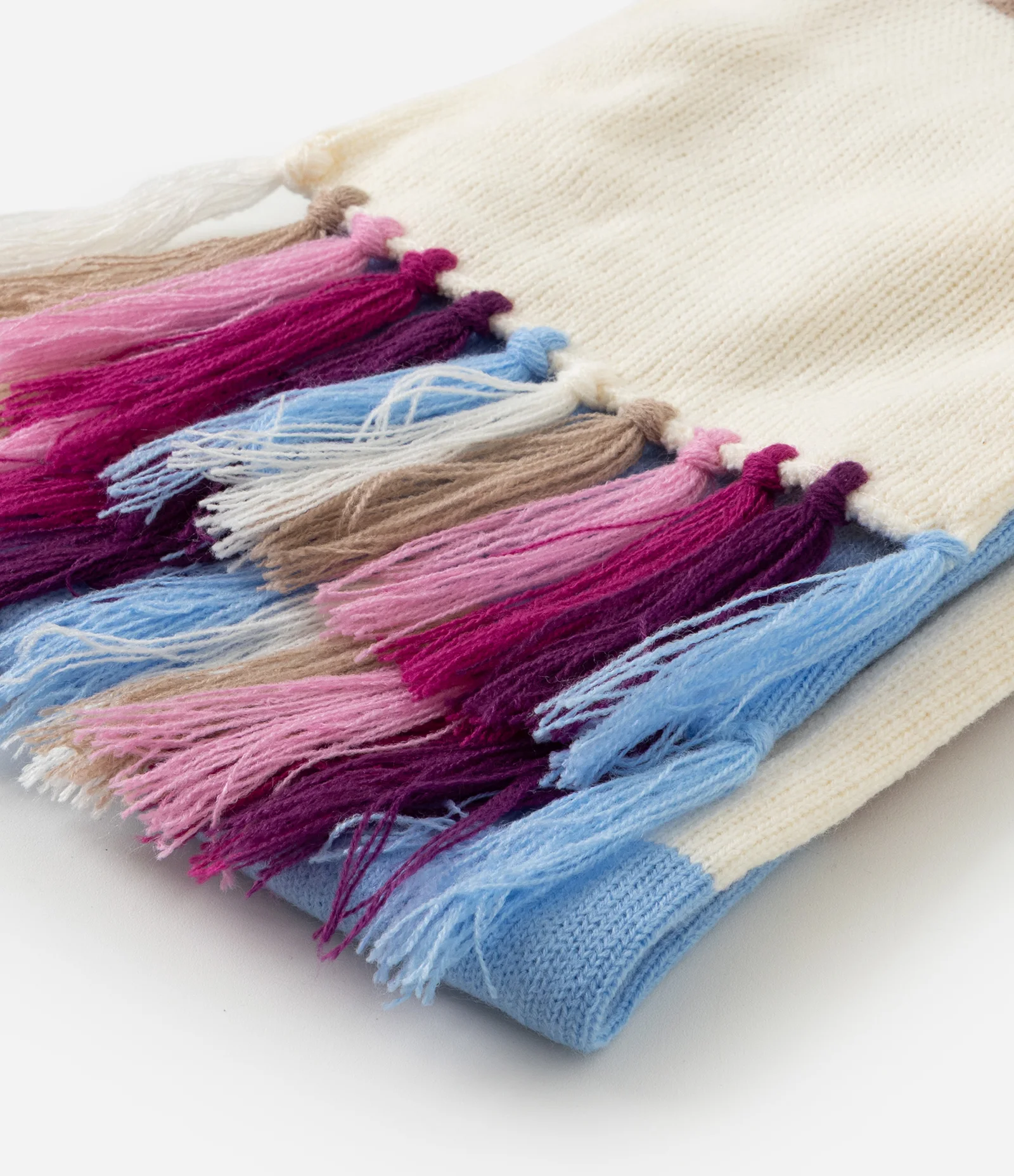 Cachecol Infantil em Tricô Listrado com Franjas – Tam U Sortido 2