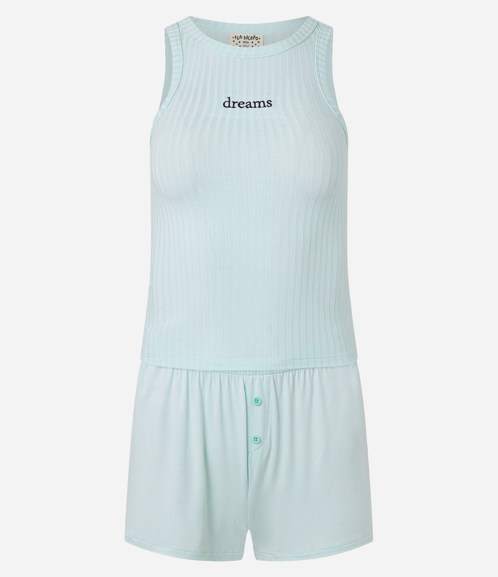 Pijama Short Doll em Ribana com Bordado Dreams Verde 4