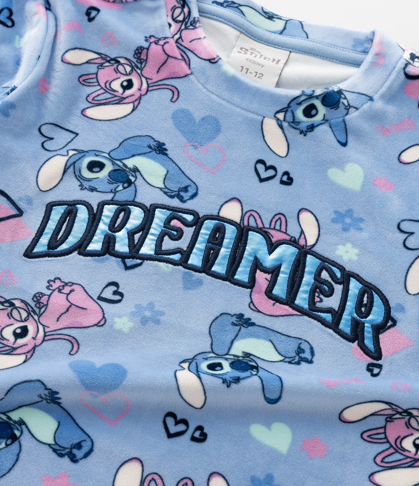 Pijama Infantil Stitch e Angel com Bordado Dreamer – Tam 5 a 14 Anos Azul 11