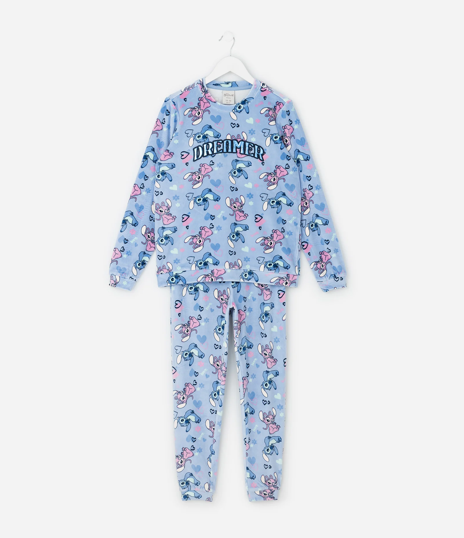 Pijama Infantil Stitch e Angel com Bordado Dreamer – Tam 5 a 14 Anos Azul 2