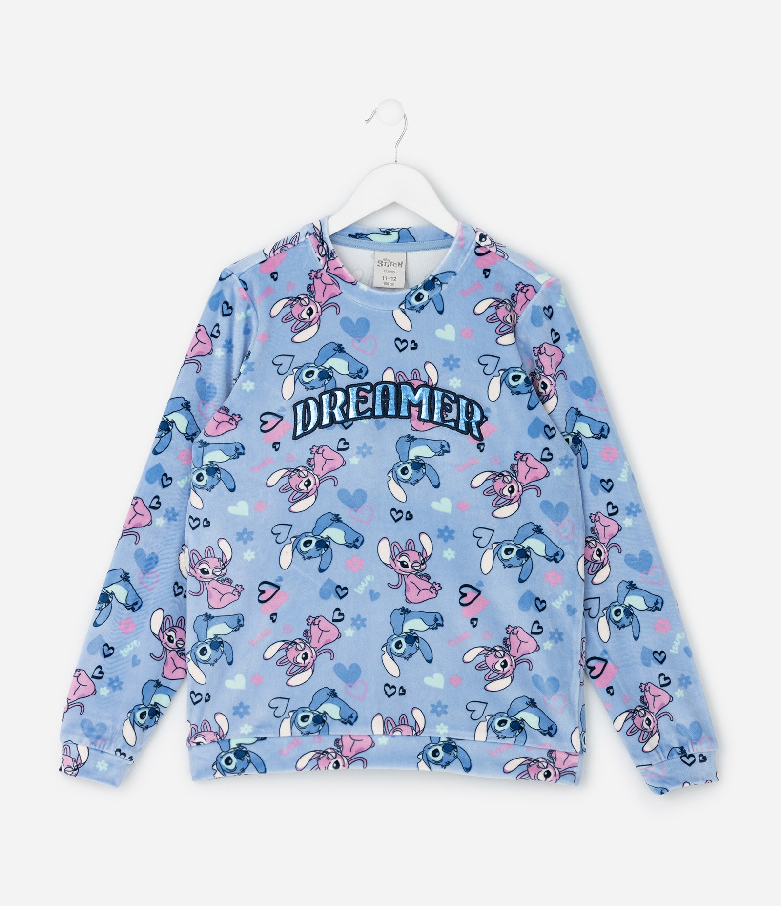 Pijama Infantil Stitch e Angel com Bordado Dreamer – Tam 5 a 14 Anos Azul 3