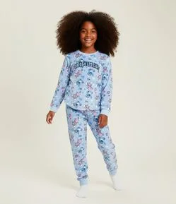 Pijama Infantil Stitch e Angel com Bordado Dreamer – Tam 5 a 14 Anos
