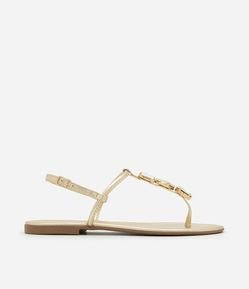 Sandália Rasteira com Tiras Finas e Pedras