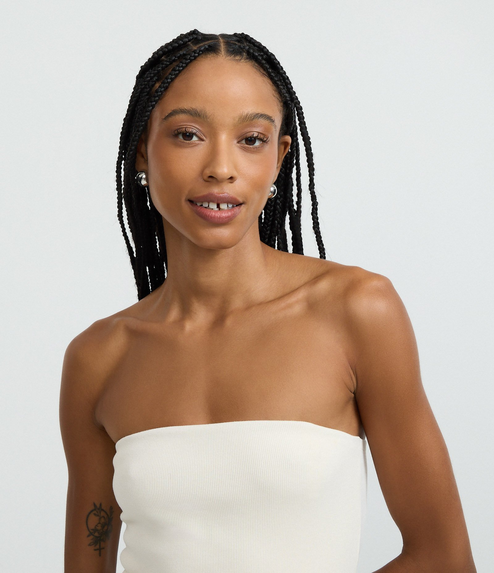 Vestido Sem Manga em Ribana com Fenda Off White 4